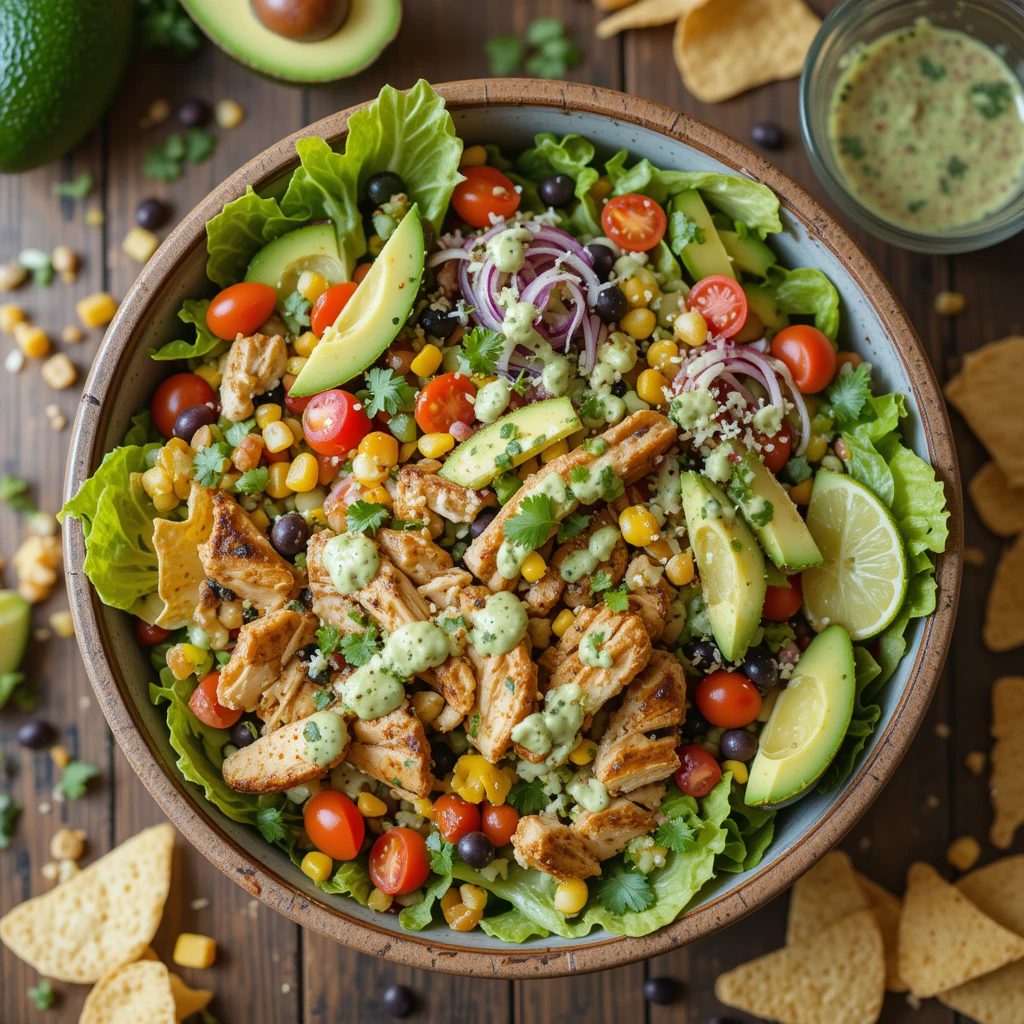 21 Mediterranean Salad Ideas for Weight Loss 12 Chicken Taco Salad with Tangy Avocado Lime Dressing 2