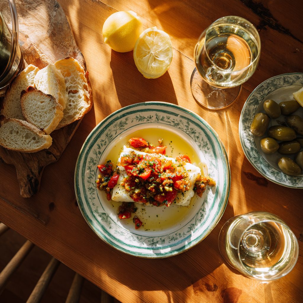 Baked Cod with Tomato-Olive Tapenade