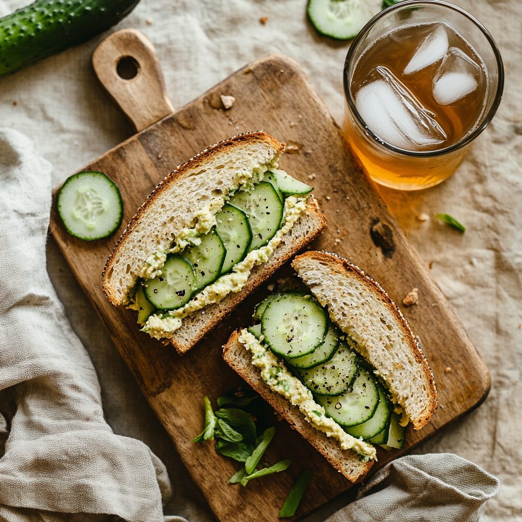 Cucumber & Hummus Sandwich 2 Cucumber & Hummus Sandwich