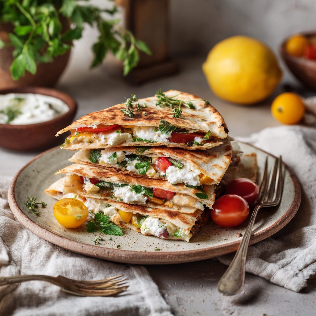 Greek Veggie Quesadilla 8 Greek Veggie Quesadilla