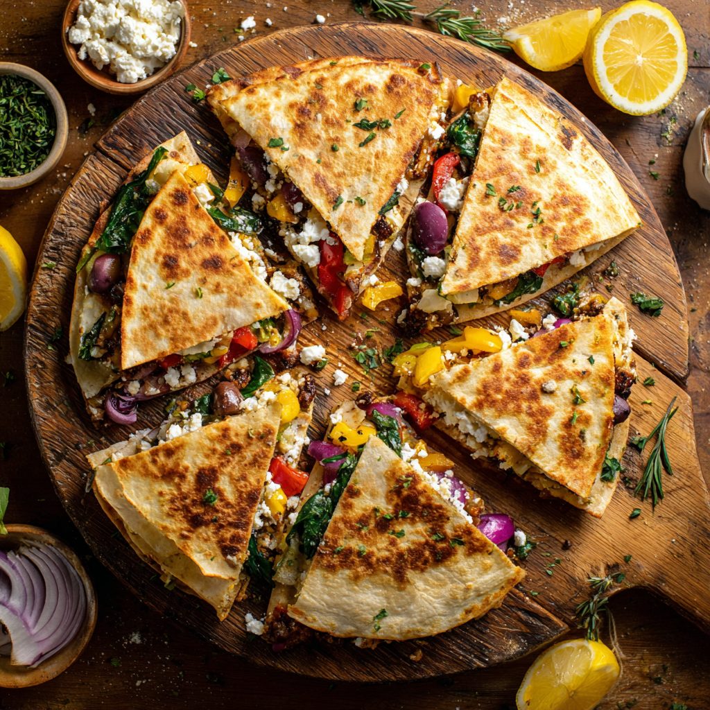 Greek Veggie Quesadilla 2 Greek Veggie Quesadilla