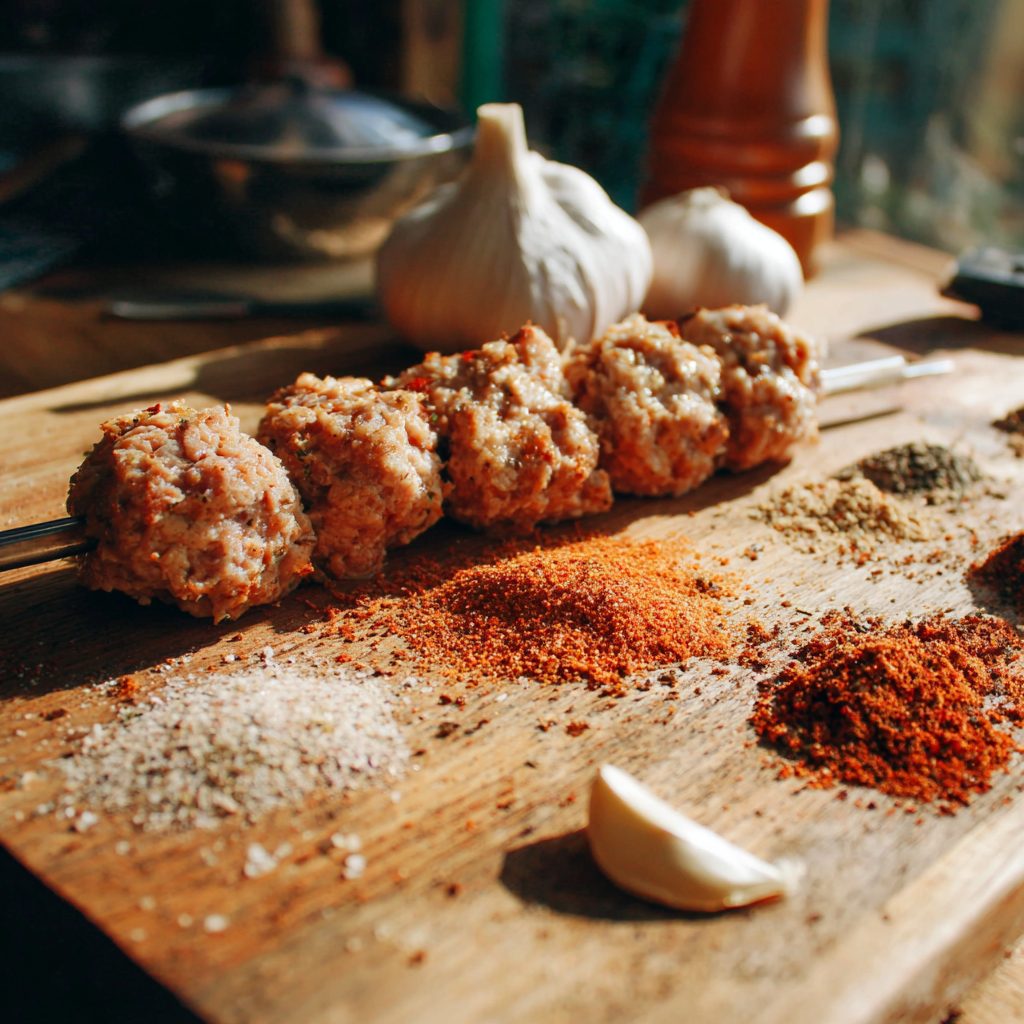 Grilled Turkey Kofta + Couscous & Cucumber Yogurt Sauce