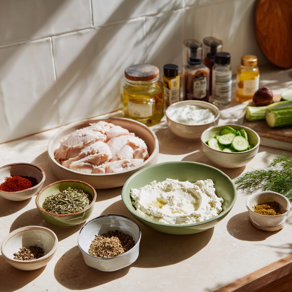 Grilled Turkey Kofta + Couscous & Cucumber Yogurt Sauce