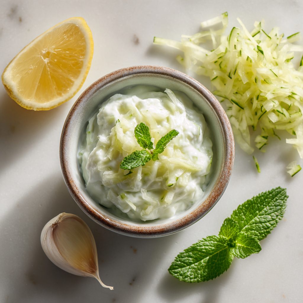 Grilled Turkey Kofta + Couscous & Cucumber Yogurt Sauce