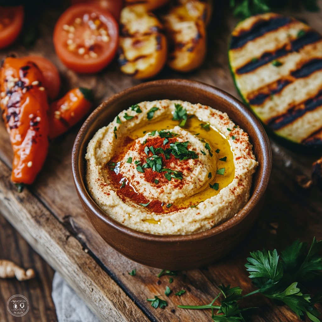 Grilled Veggie Platter with Hummus