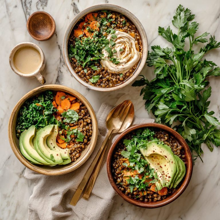 Lentil + Roasted Carrot Bowl with Tahini Sauce