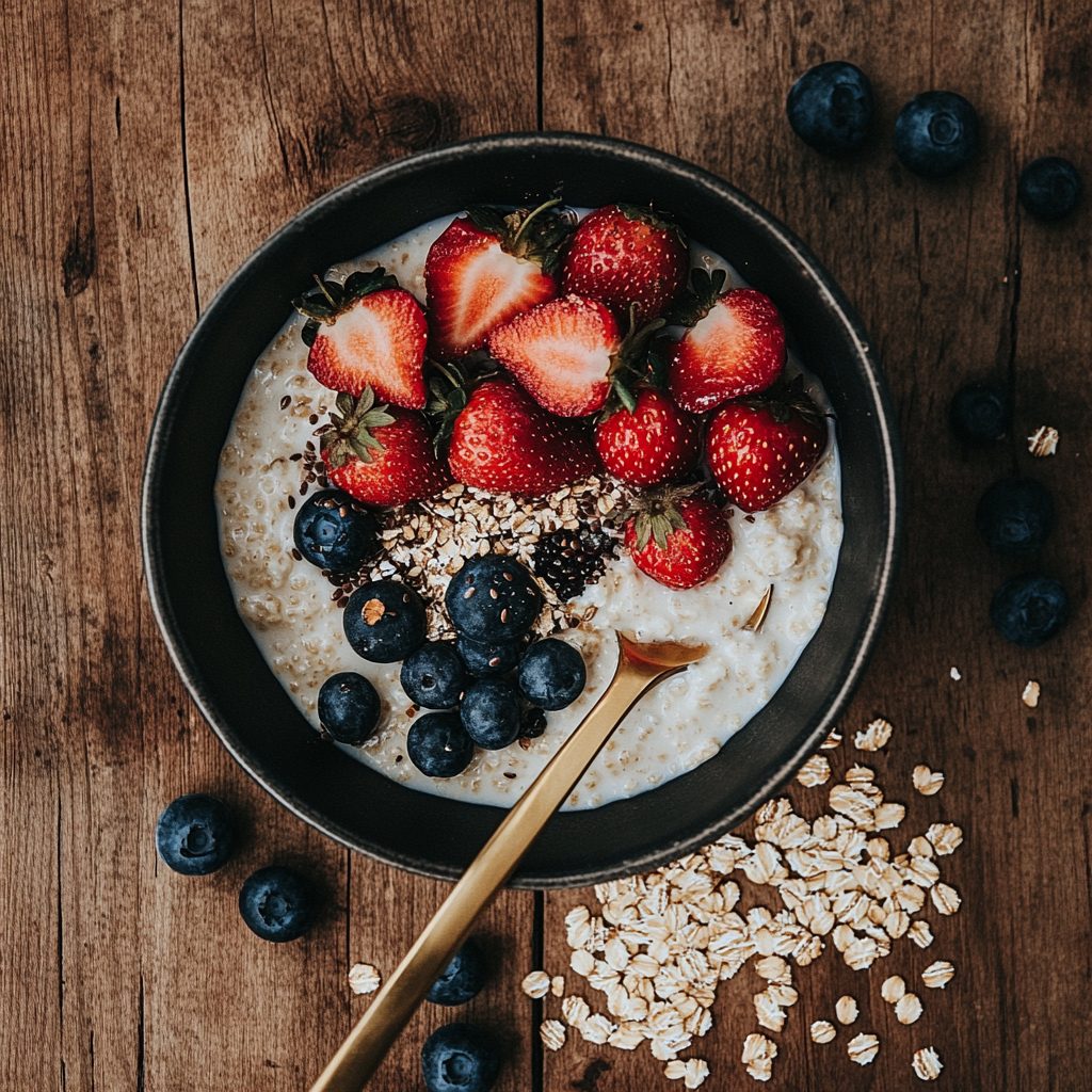 Oatmeal with Fresh Berries & Flaxseed