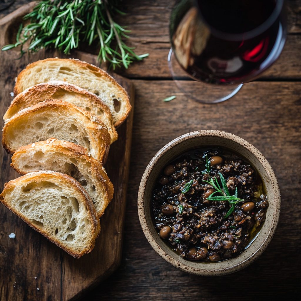 Olive Tapenade & Toasted Baguette 2 Olive Tapenade Toasted Baguette