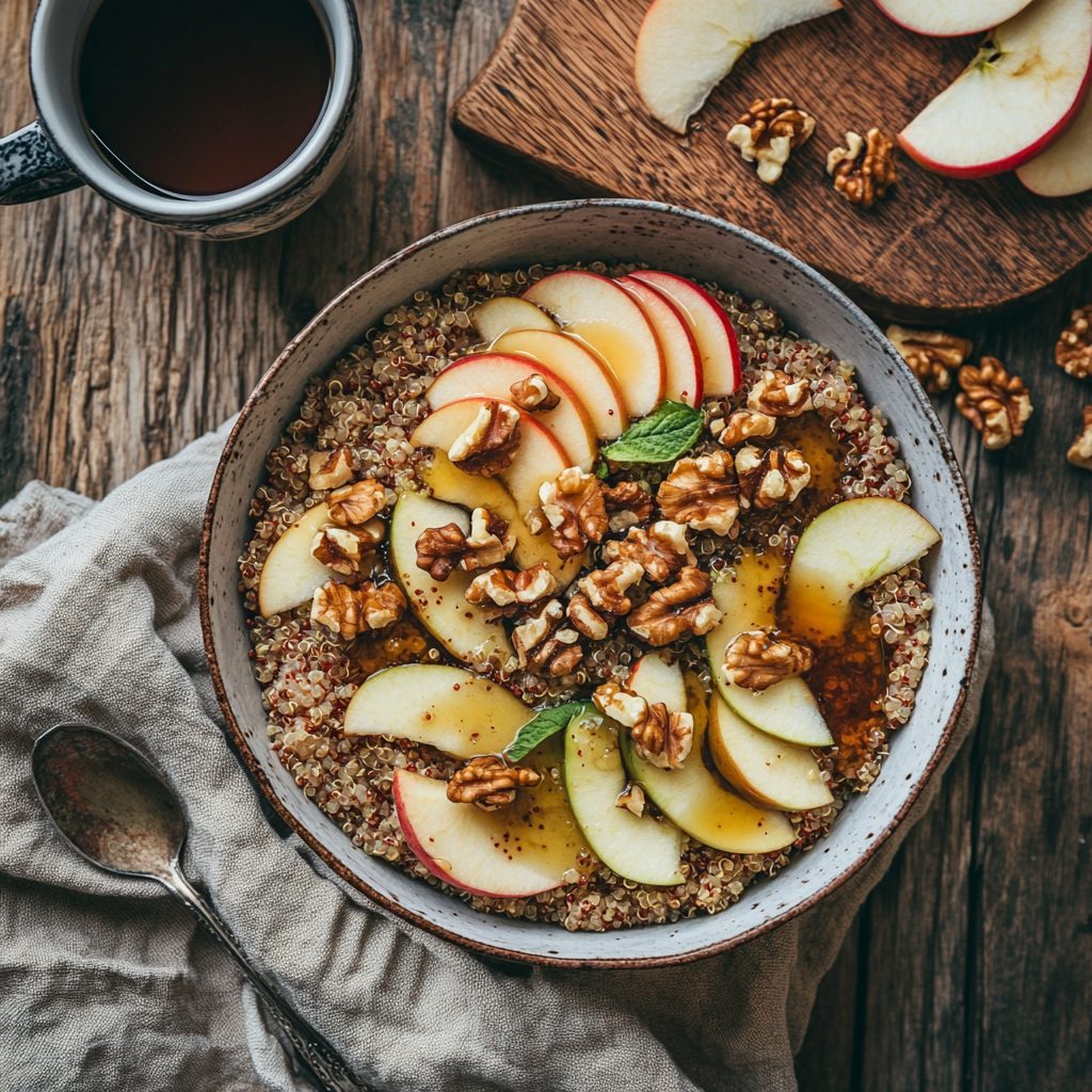 Quinoa Breakfast Bowl with Apples & Walnuts