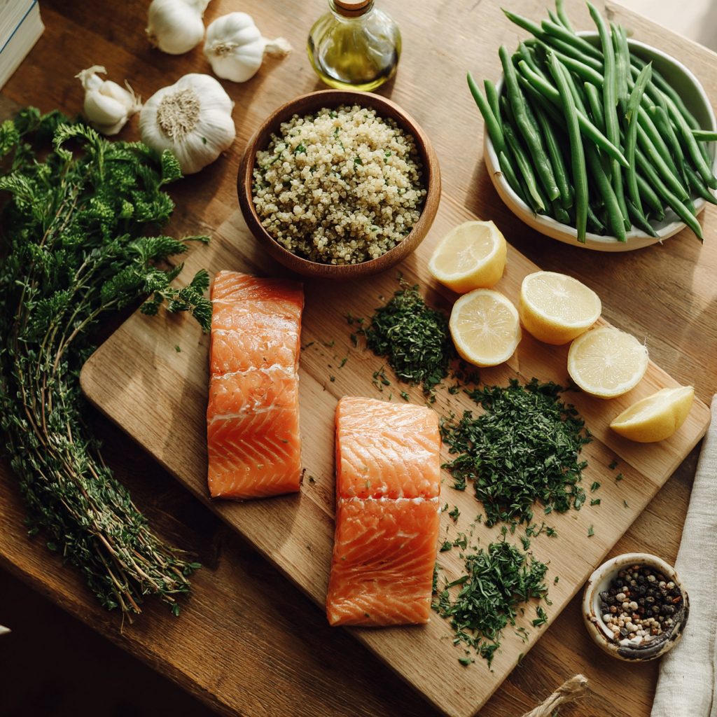 Salmon with Herbed Quinoa & Green Beans