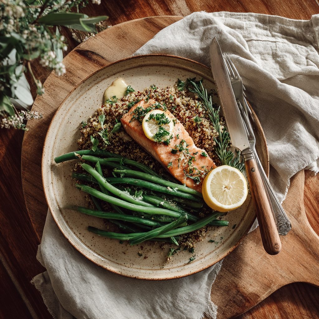 Salmon with Herbed Quinoa & Green Beans