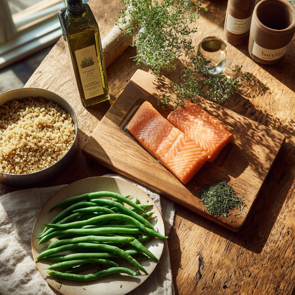 Salmon with Herbed Quinoa & Green Beans