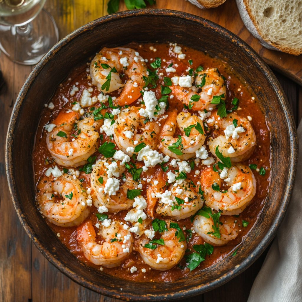 Shrimp Saganaki (Spicy Tomato + Feta) 2 Shrimp Saganaki Spicy Tomato Feta