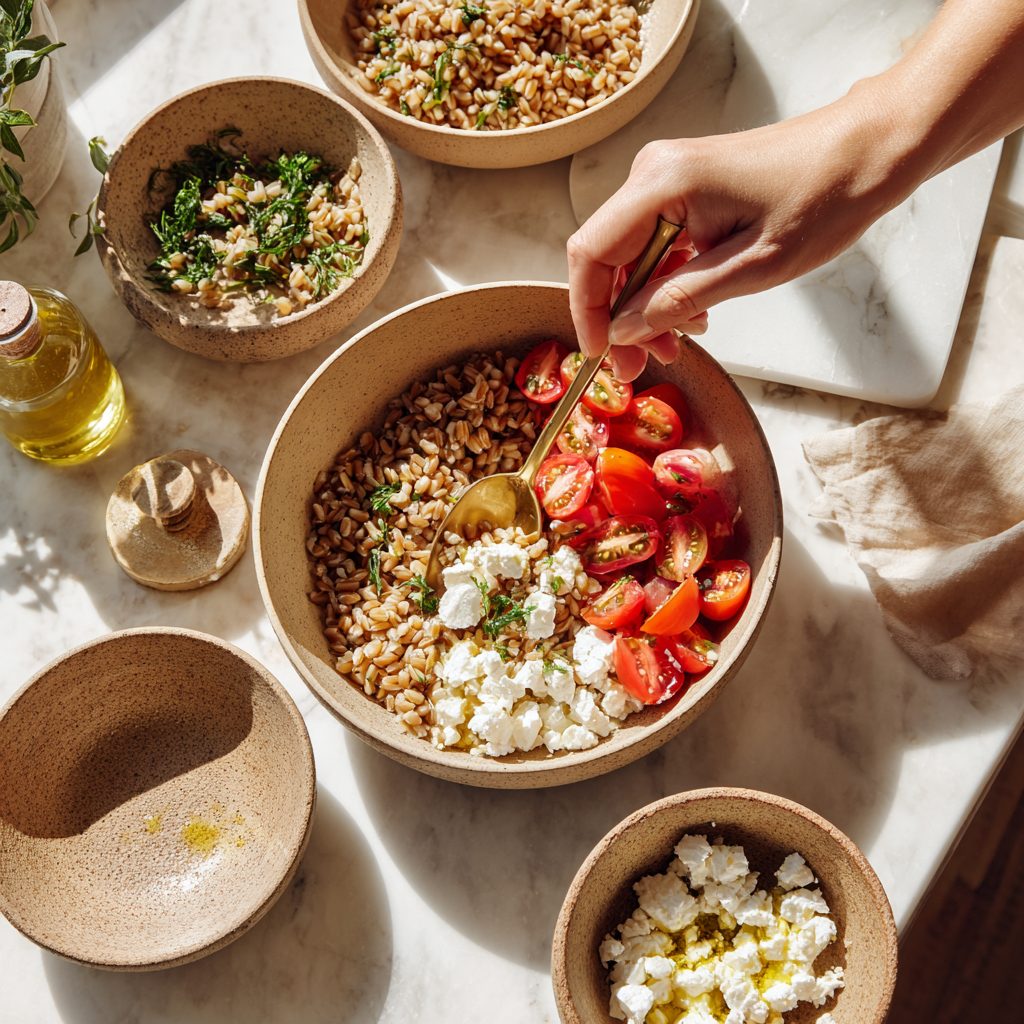 Tomato + Feta Farro Bowl