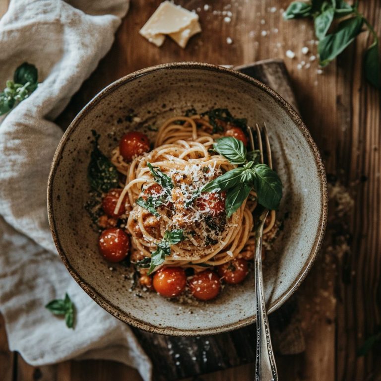 Whole Wheat Spaghetti with Cherry Tomatoes & Basil 18 Whole Wheat Spaghetti with Cherry Tomatoes & Basil