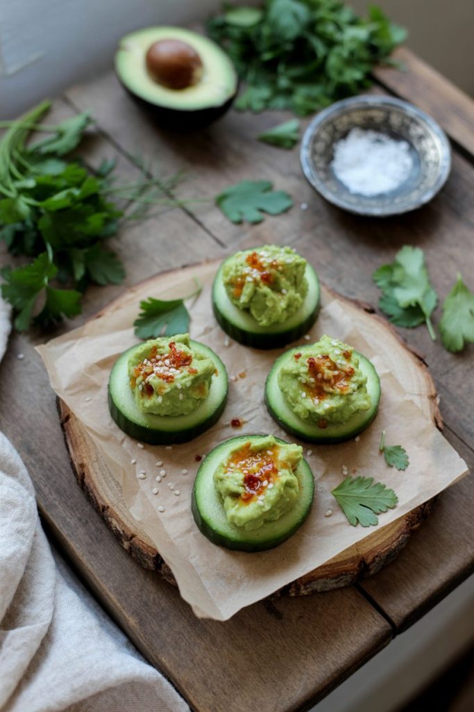 Avocado Toast on Cucumber Slices 1