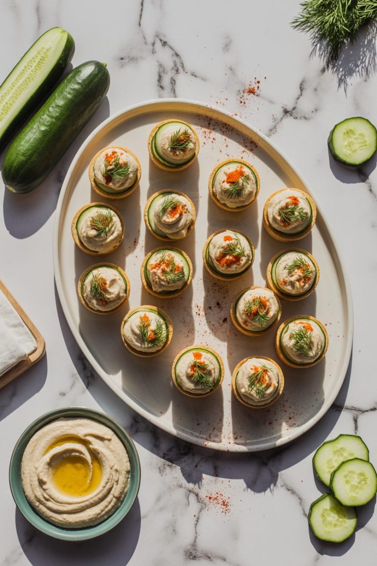 Cucumber Hummus Sandwich Bites