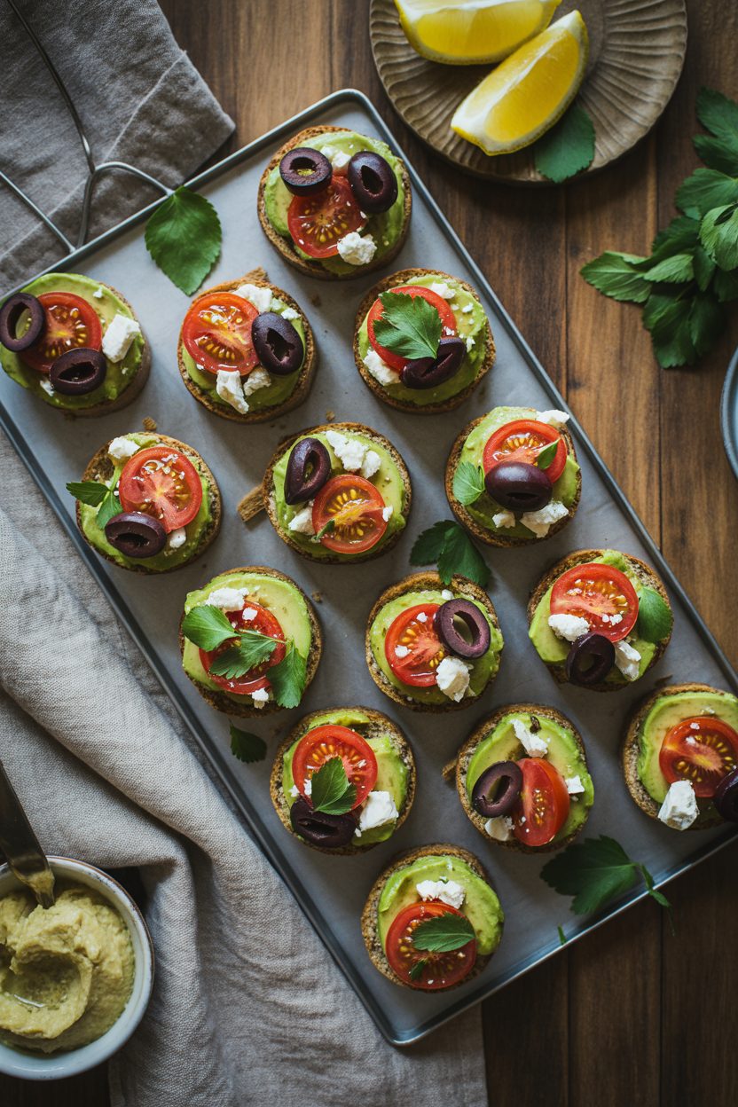 Mediterranean Avocado Toast Bites