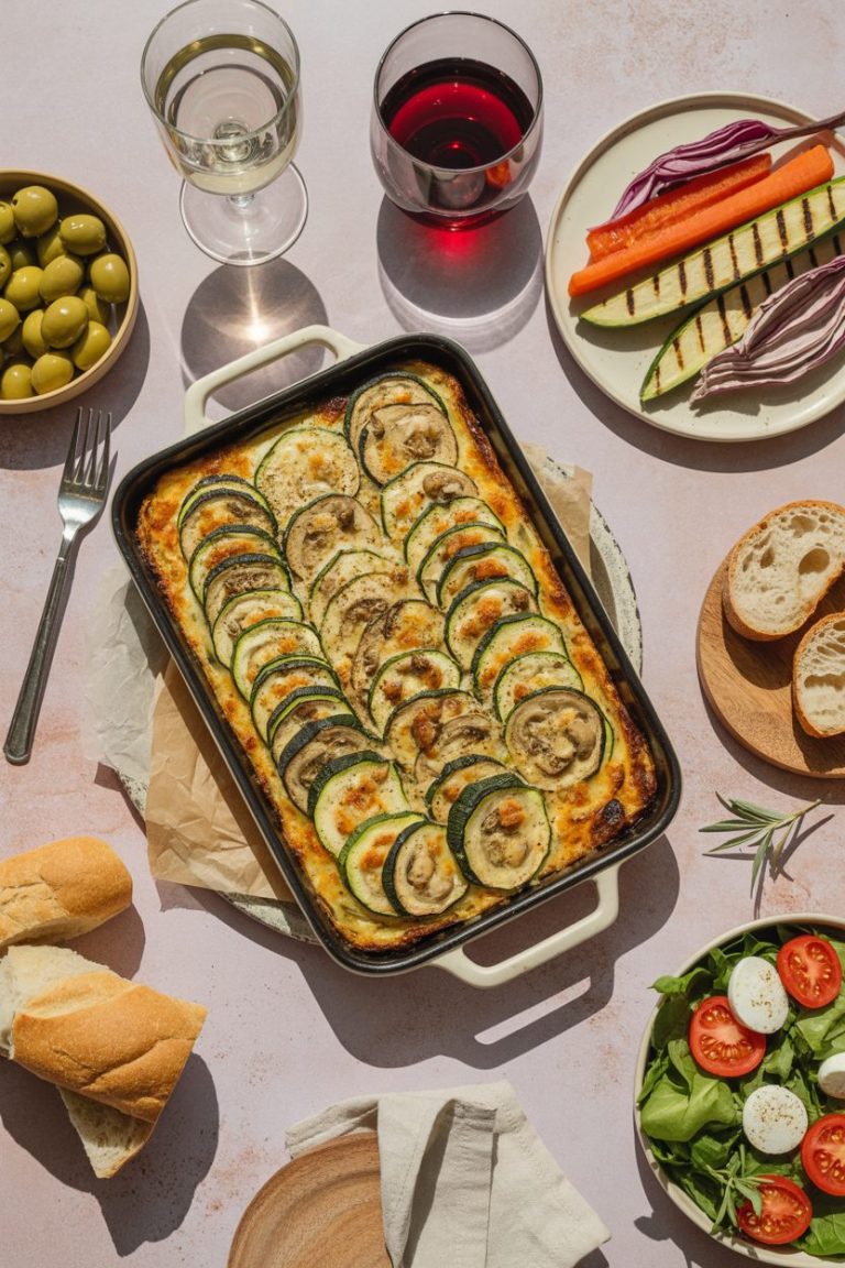 Mushroom, Zucchini & Goat Cheese Bake