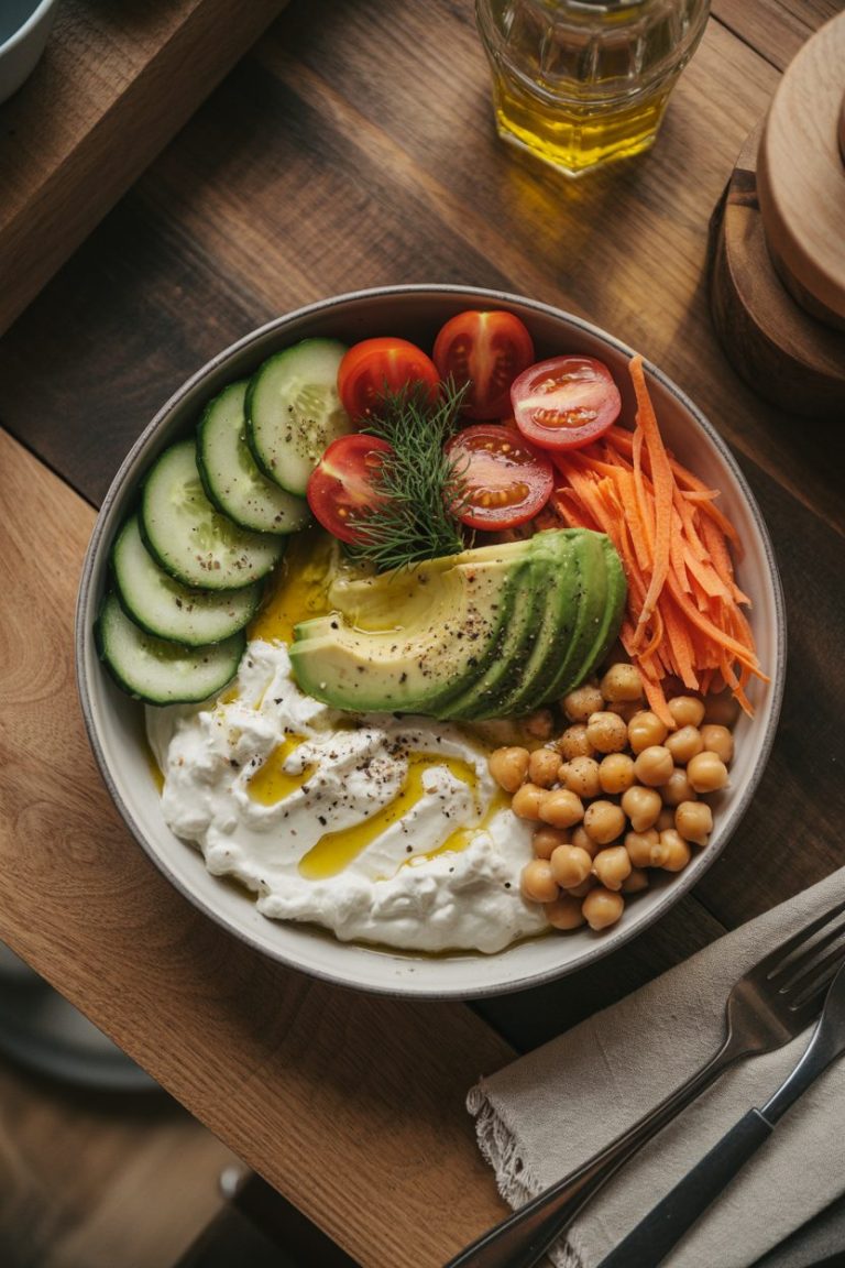 Savory Cottage Cheese Bowl with Veggies