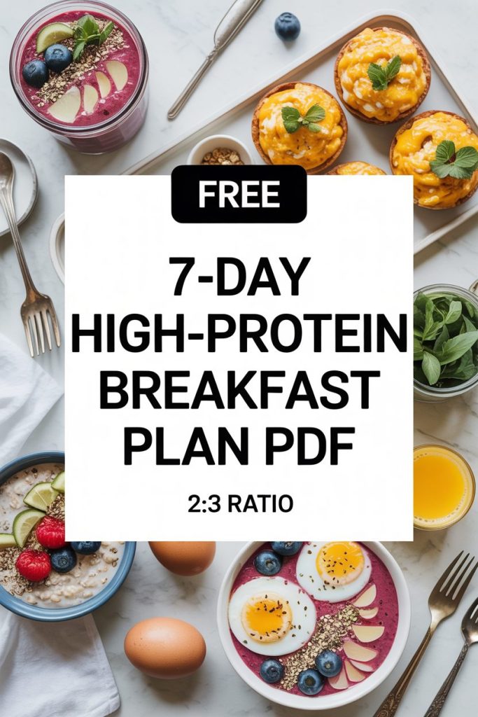 7-Day High-Protein Breakfast Plan (PDF Download) 8 pinterest pin design with bold headline K jwp47XSameDKm4VGxtWg nd5T6roHSf2K RuBTtkrew