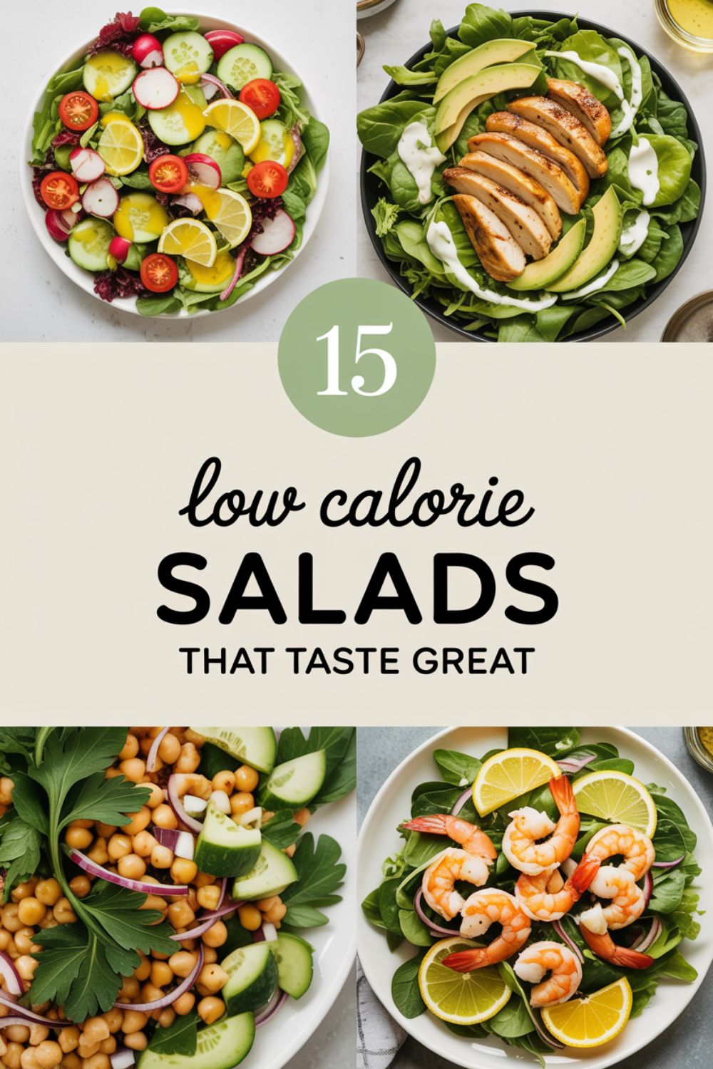 15 Low Calorie Salads That Taste Great 2 Low calorie salads arranged on a table