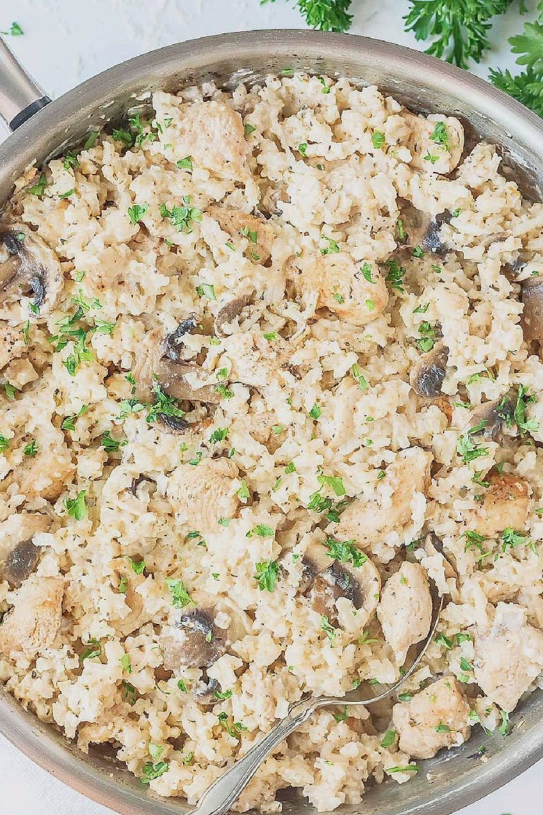 One Pan Creamy Tangy BBQ Chicken and Rice