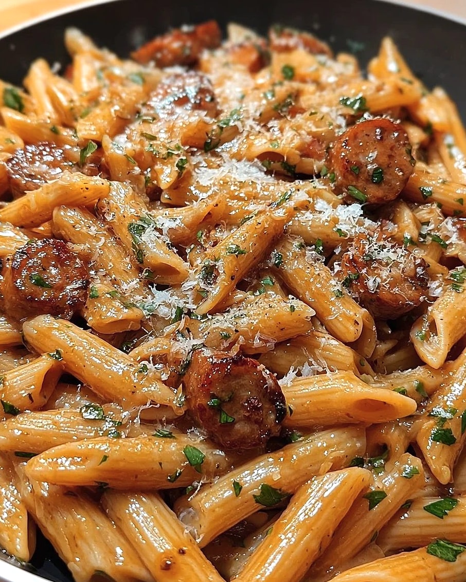 Sticky Sweet Buffalo Garlic Butter Sausage Penne 7 featured 13201