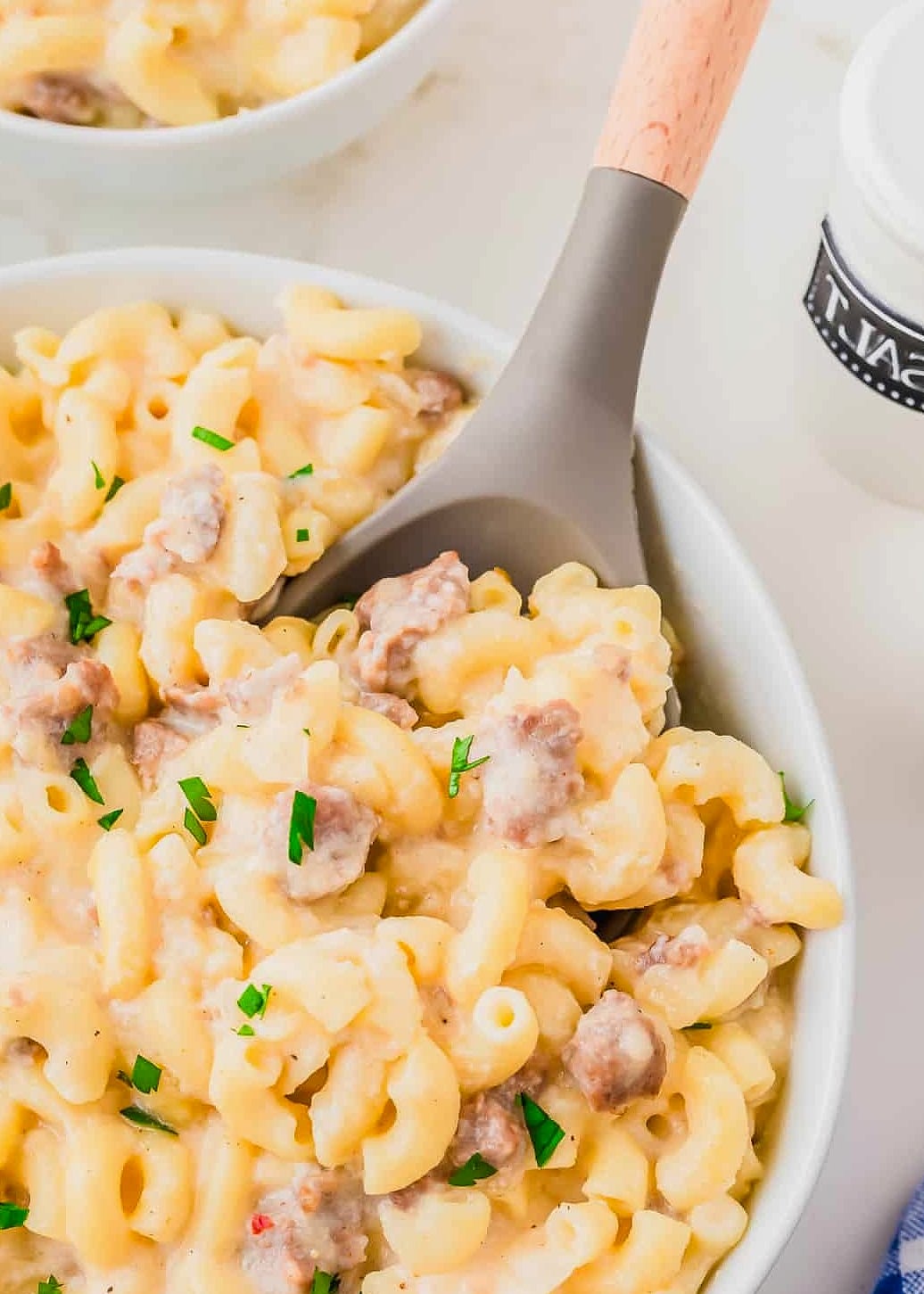 Creamy Buffalo Honey Garlic Sausage Mac