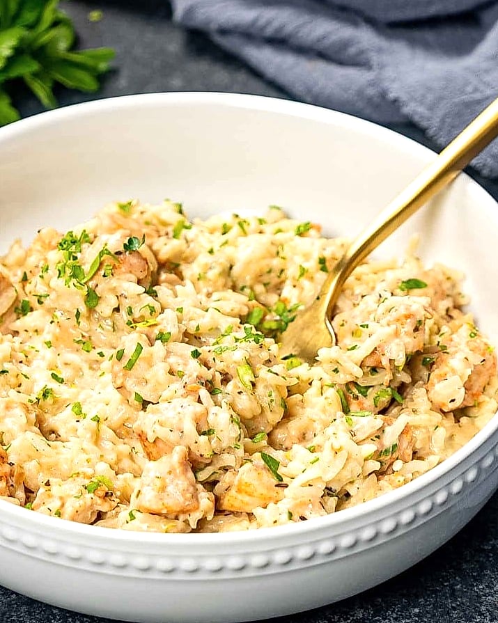 Creamy Buffalo Ranch Chicken Rice