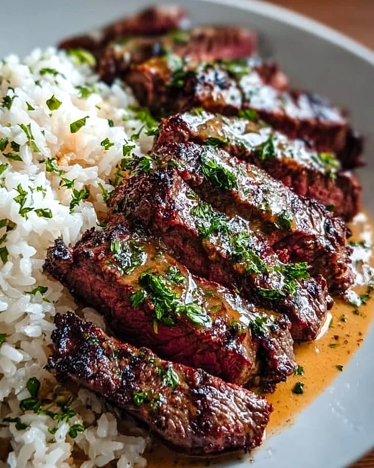 Creamy Garlic Butter Steak and Rice