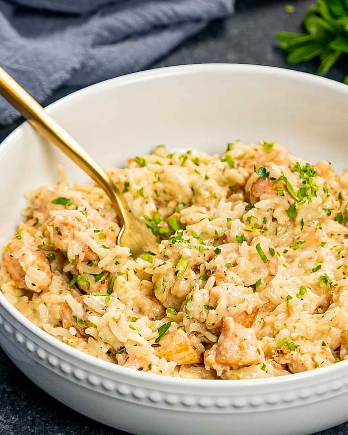 Creamy Honey Mustard Pepper Jack Chicken Rice