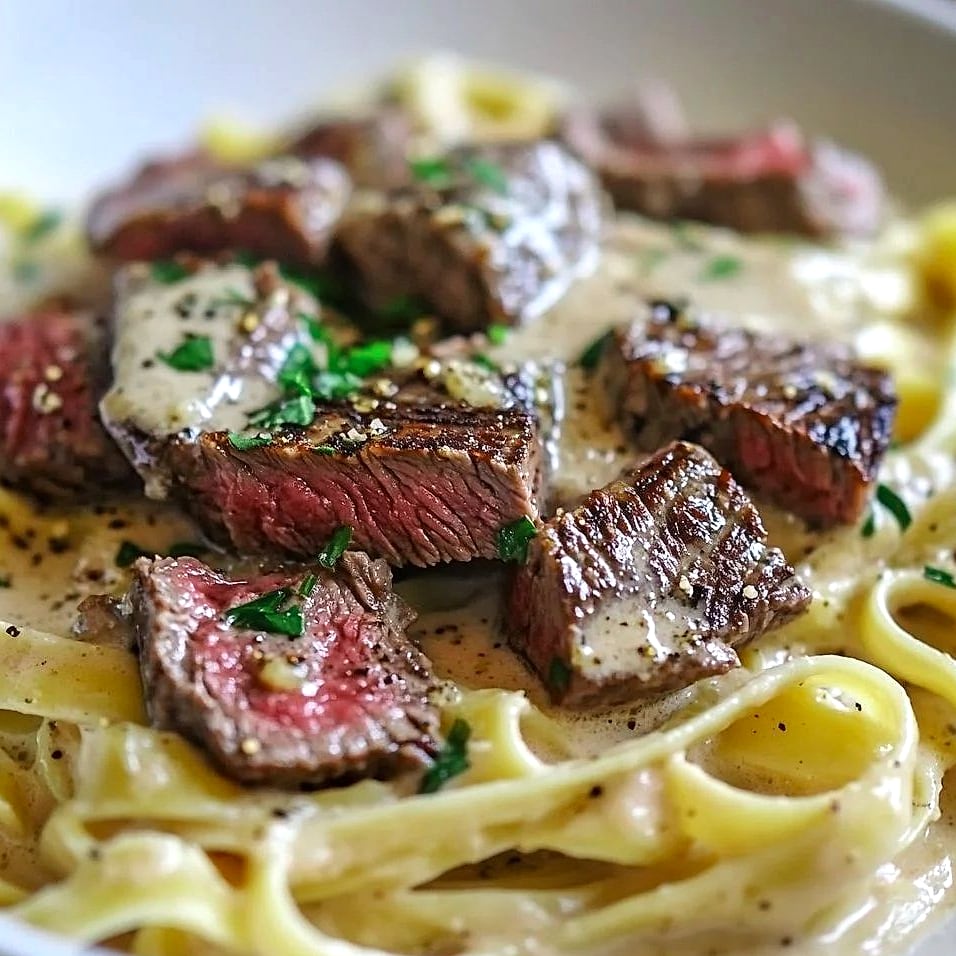 Creamy Pepper Jack Garlic Butter Steak and Pasta