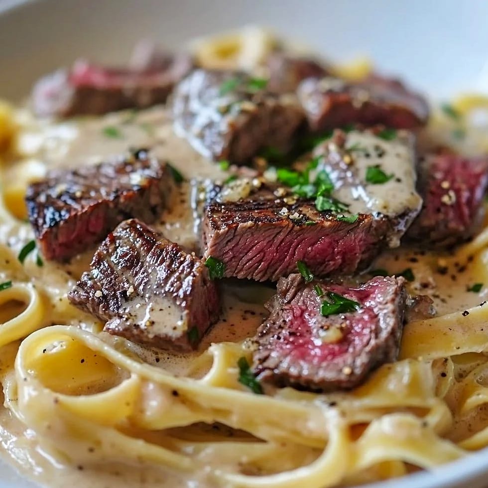 Creamy Smoky BBQ Steak and Cheddar Pasta Skillet