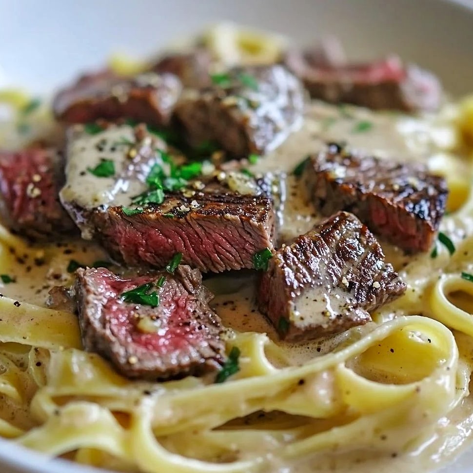 Creamy Tangy Buffalo Cheddar Steak Pasta