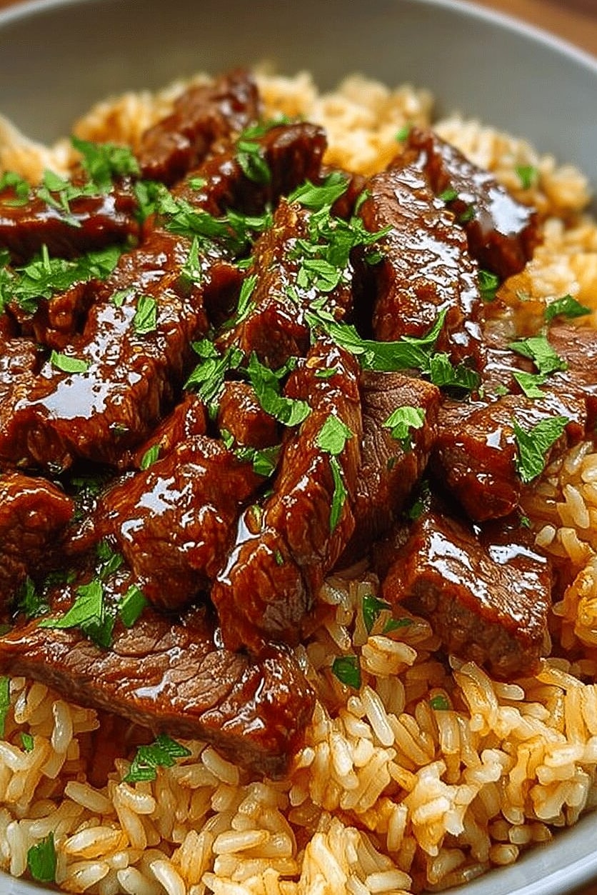Honey Garlic Butter Steak and Rice Skillet