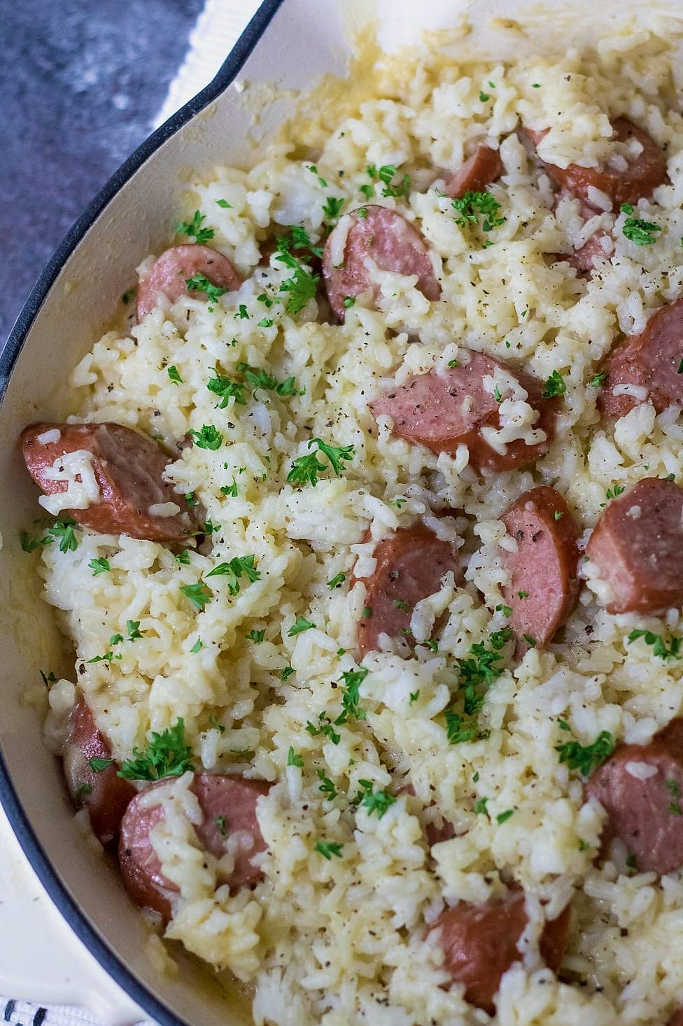 One Pan Cheddar BBQ Sausage Rice 9 Ingredients You'll Need