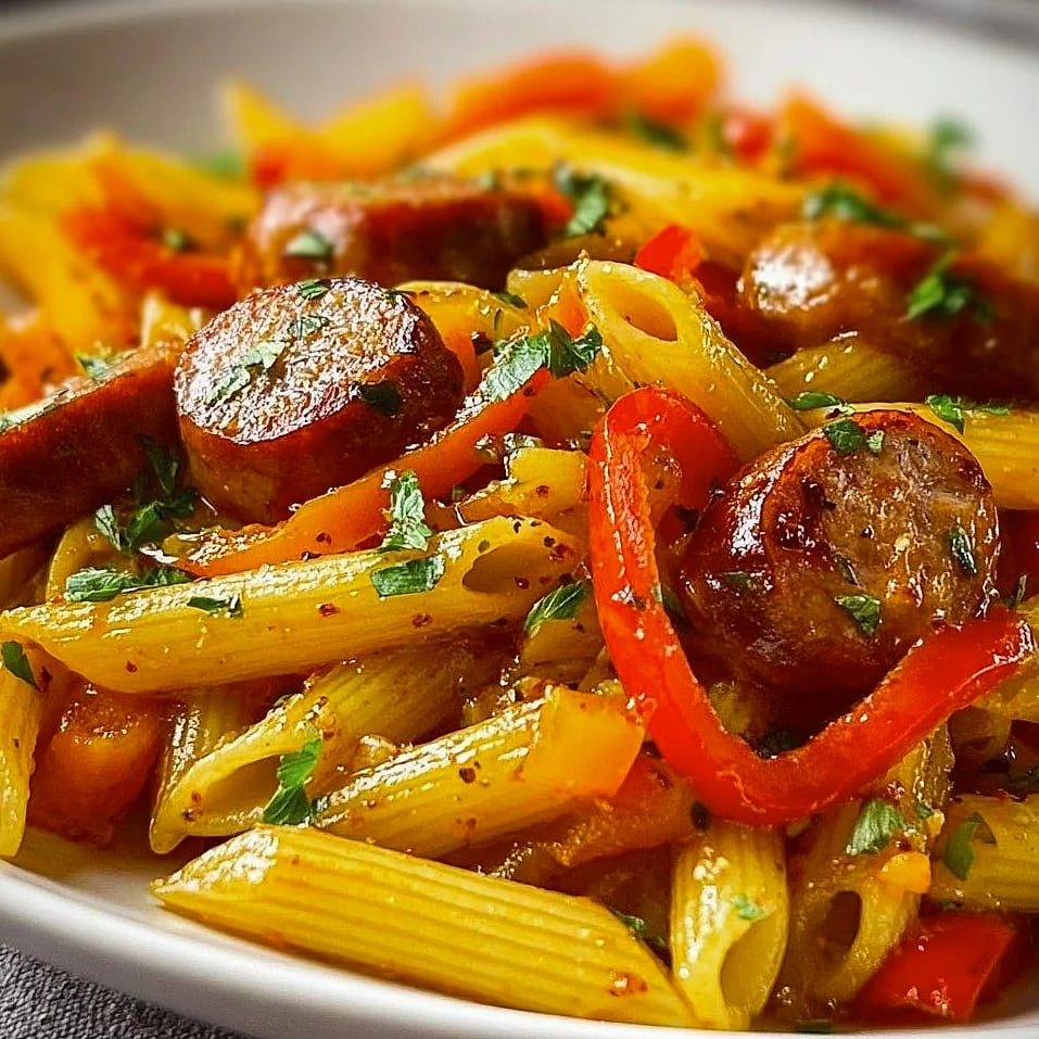 One Pan Smoky Ranch BBQ Sausage Penne