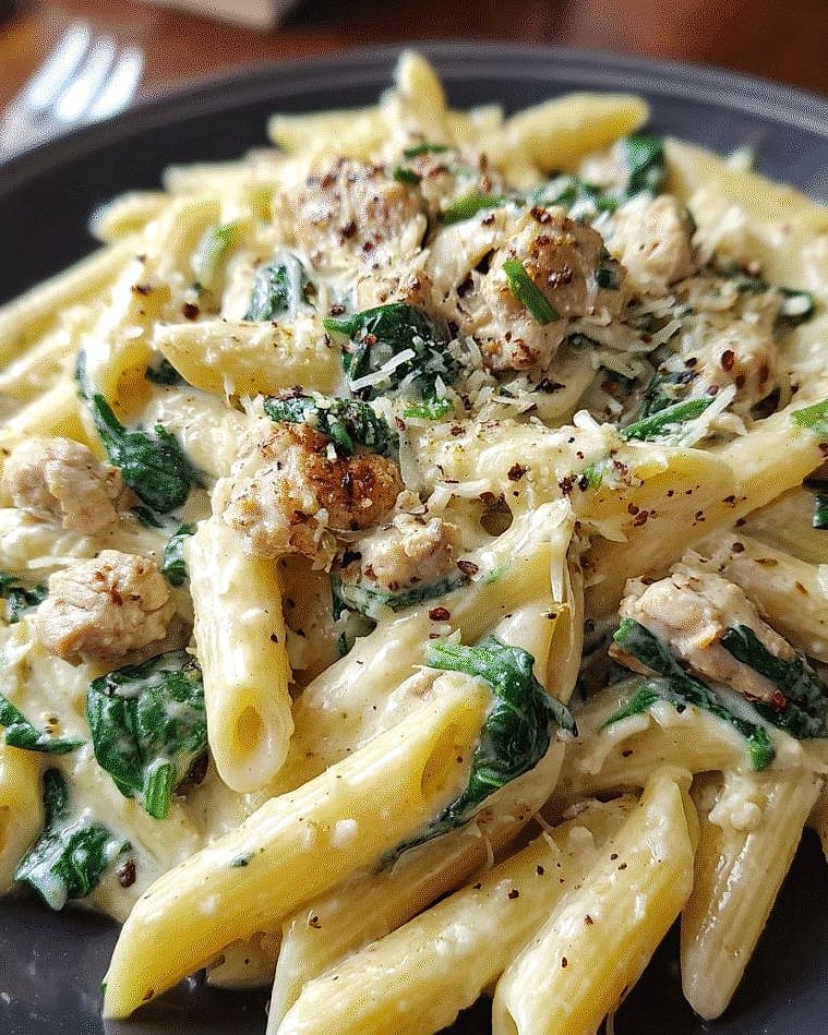 One Pan White Cheddar Ranch Sausage Magic Pasta