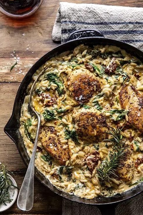 One Pot Smoky Garlic Butter Parmesan Chicken Orzo