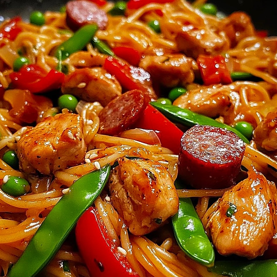 One Pot Sweet Chili Honey BBQ Chicken Pasta