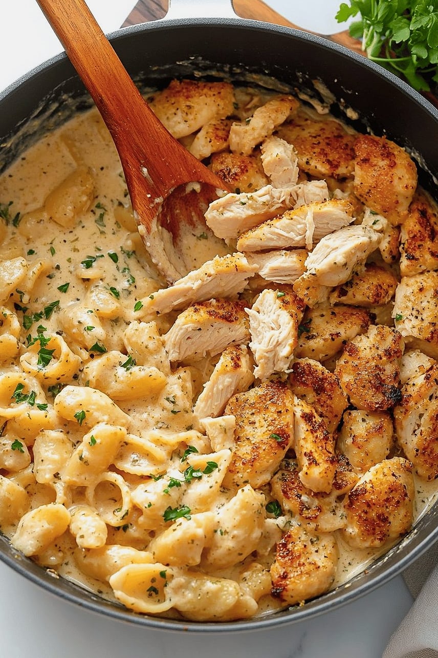 One Pot Creamy Cajun Honey BBQ Chicken Pasta