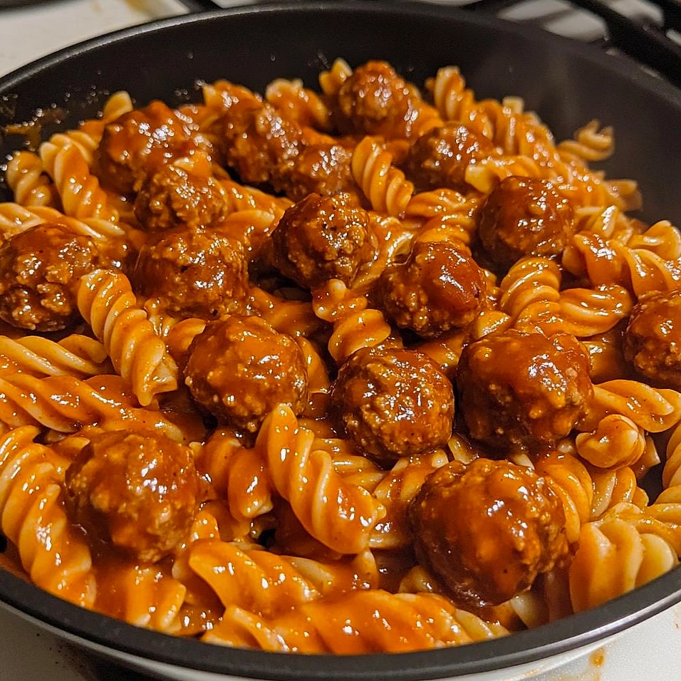 One Pot Smoky BBQ Meatball Pasta
