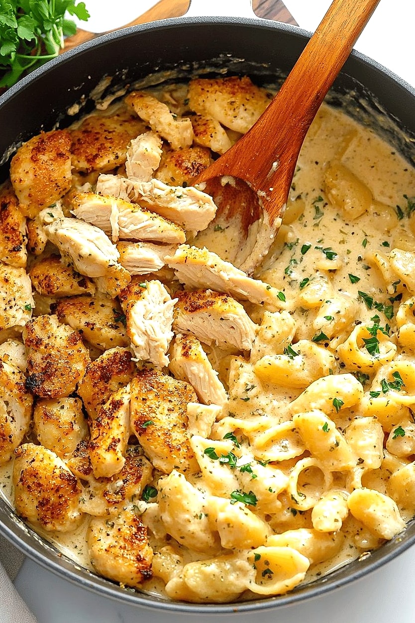 One Skillet Creamy Smoky BBQ Chicken Sausage Pasta