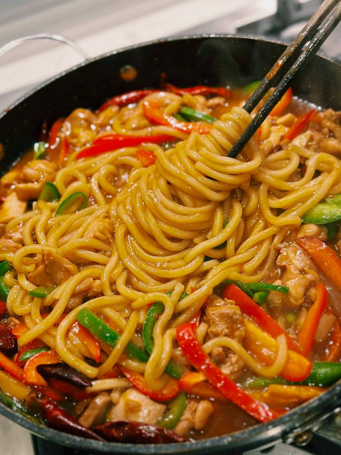 Spicy Honey Sriracha Chicken with Noodles