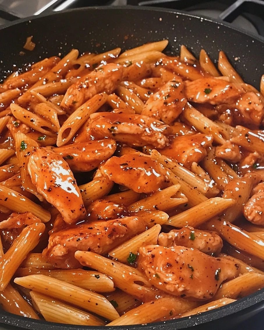 Sticky Garlic Butter Honey Parmesan Chicken Penne