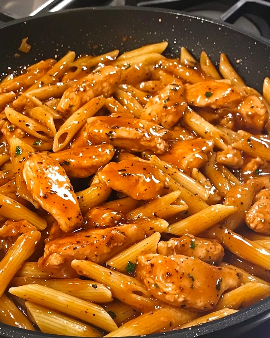 Sticky Honey Chili Garlic Butter Chicken Penne