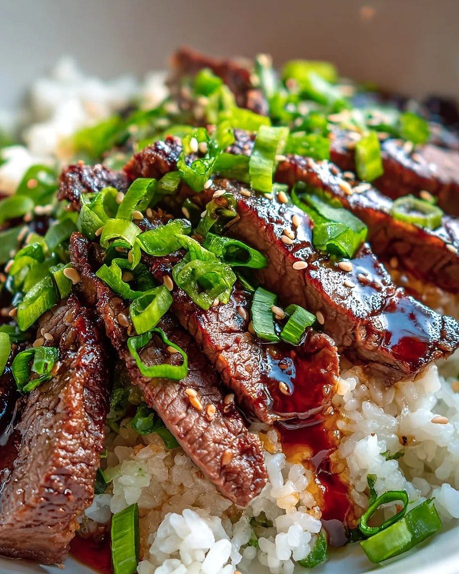 Sticky Honey Garlic BBQ Steak Rice