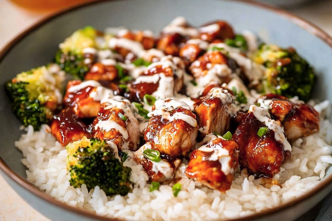 Sticky Honey BBQ Ranch Chicken Rice