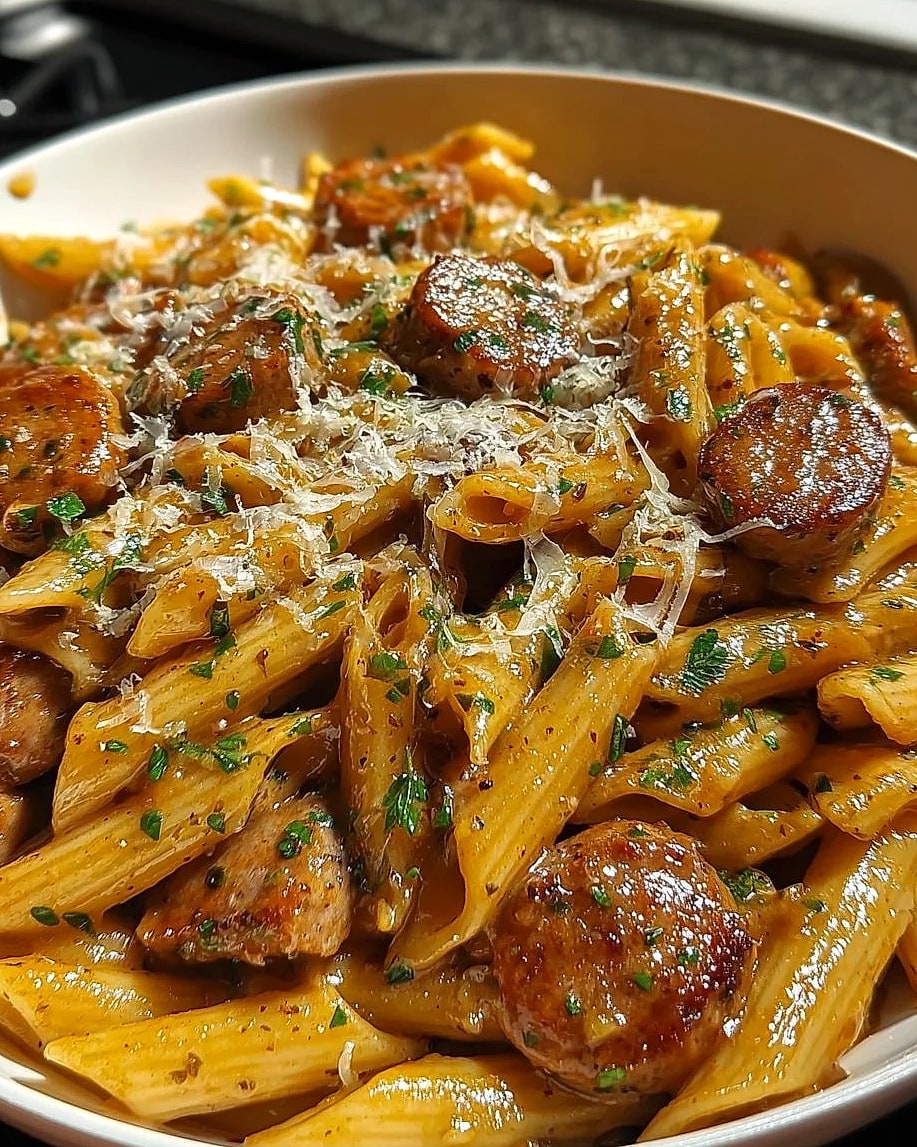 Sweet Smoky BBQ Garlic Butter Sausage Penne